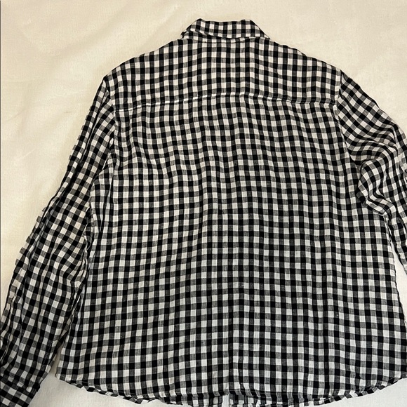 Jones New York Black and White Plaid Women 100% Linen Shirt - Picture 8 of 8